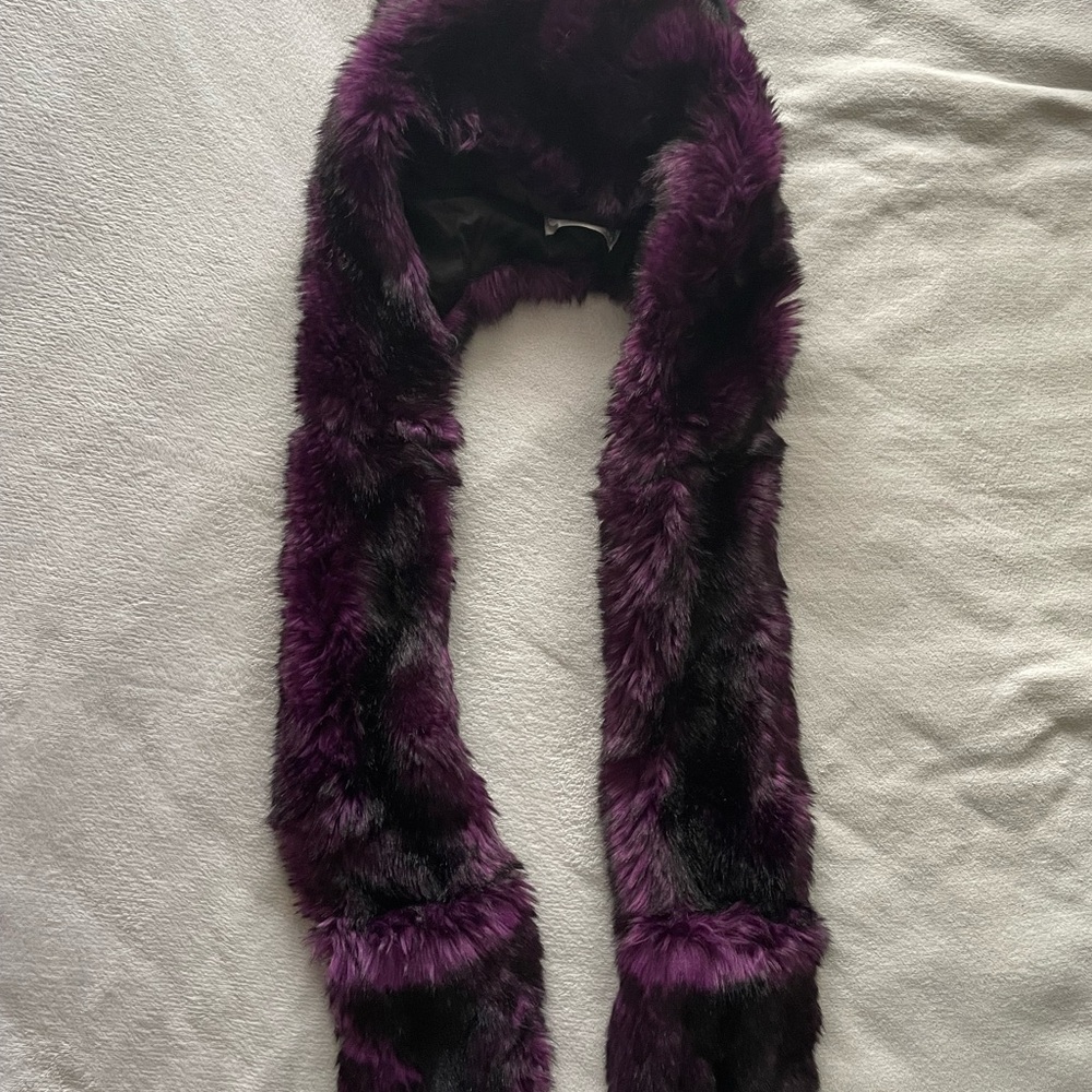 Plush Purple Faux Fur Wrap Scarf